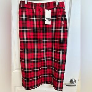 NWT -ZARA Plaid Skirt